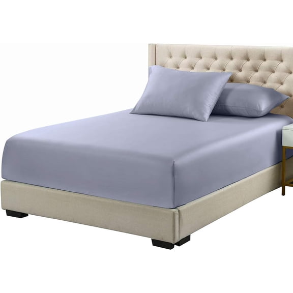 Sheetsnthings Viscose from Bamboo Fitted Bottom Sheet Only, Queen Size, Deep Pocket, Extremely Soft Sheets, Solid Periwinkle