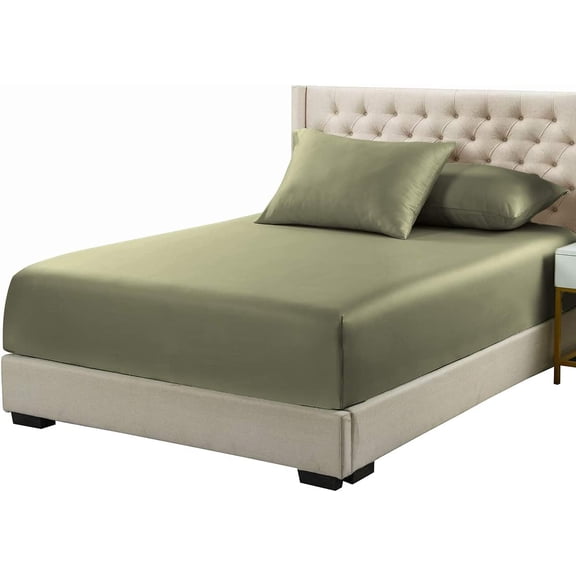 Sheetsnthings Viscose from Bamboo Fitted Bottom Sheet Only, Twin XL Size, Deep Pocket, Extremely Soft Sheets, Solid Sage