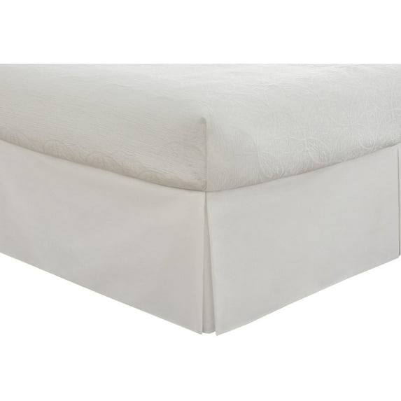 Sheetsnthings Wrinkle Free Bed Skirt 650TC (Queen, Solid White) Cotton Blend 650 Thread Count