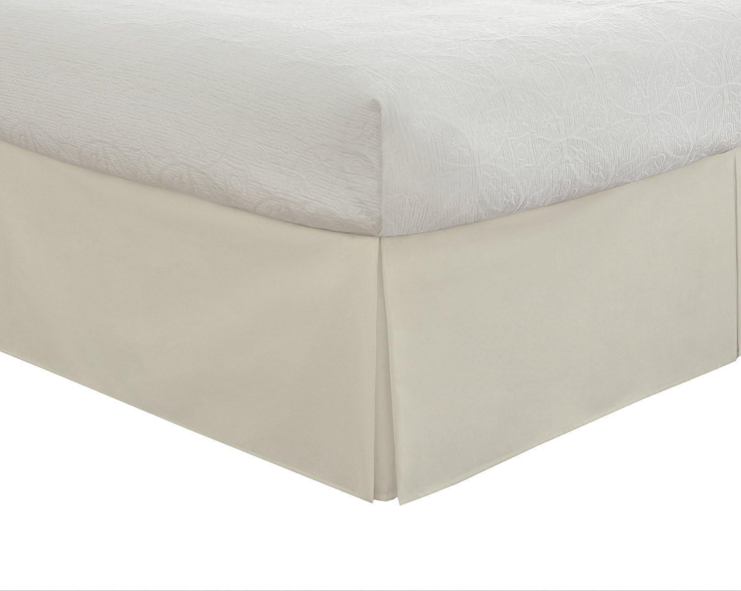 Sheetsnthings Wrinkle Free Bed Skirt 650TC (Twin XL, Solid Ivory) Cotton Blend 650 Thread Count