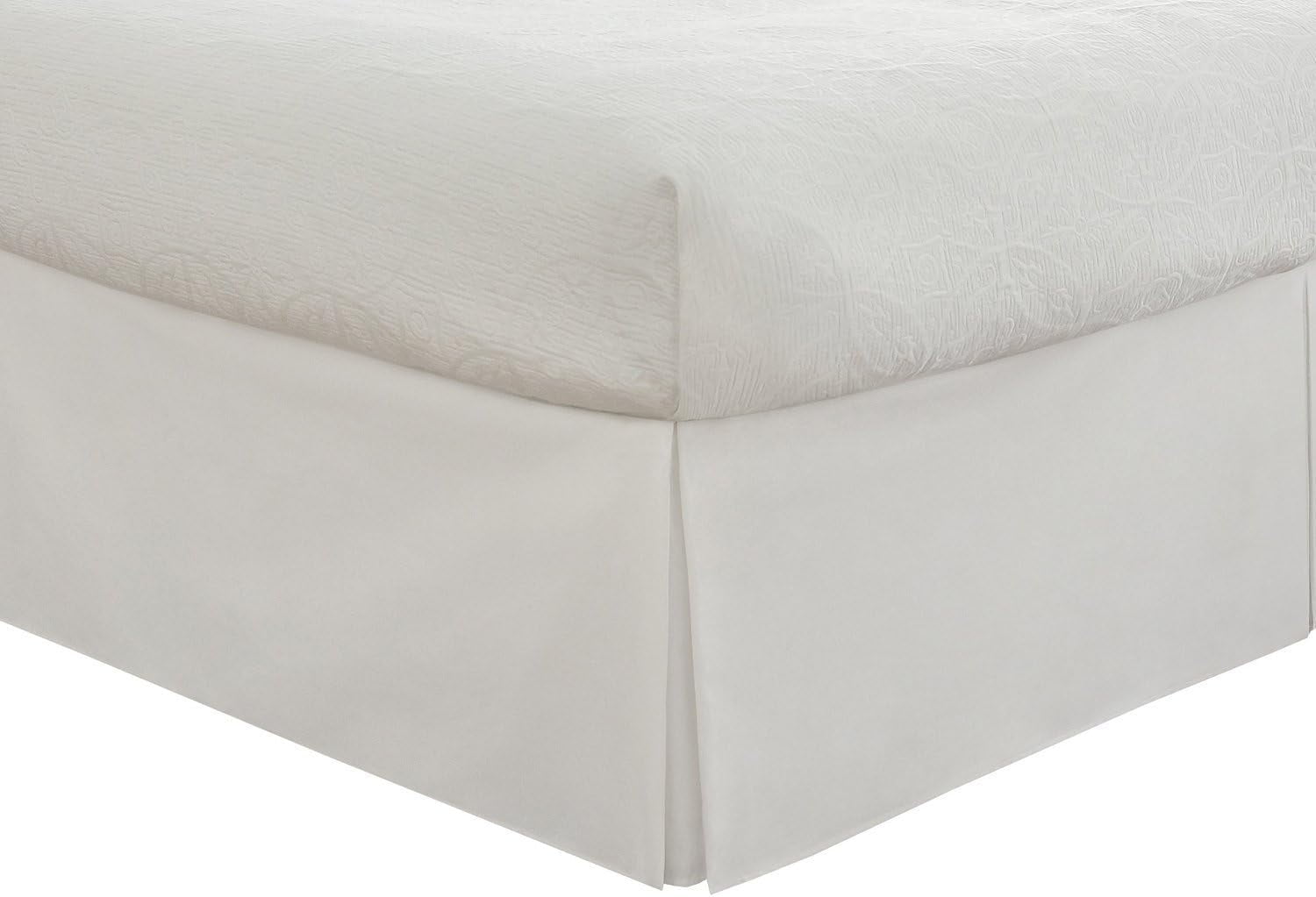 Sheetsnthings Wrinkle Free Bed Skirt 650TC (Twin XL, Solid White) Cotton Blend 650 Thread Count