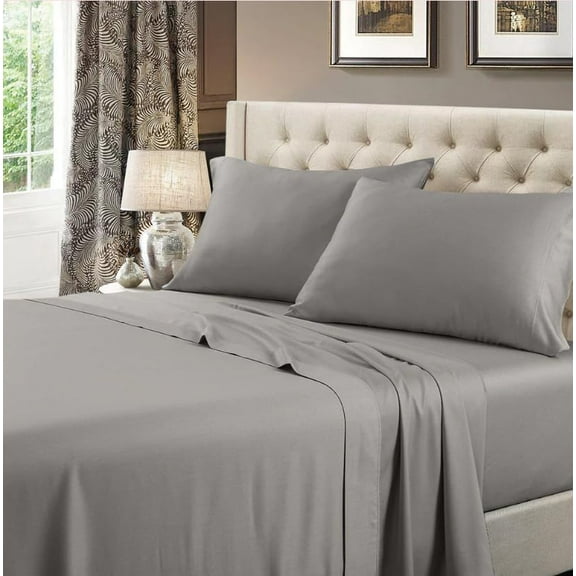 Sheetsnthings in USA- Full XL Sheet Set (54x80 Inch Bed) 608tc Soft Cotton Sateen Bed Sheets, Grey