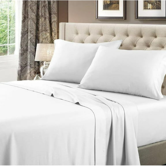 Sheetsnthings in USA- Full XL Sheet Set (54x80 Inch Bed) 608tc Soft Cotton Sateen Bed Sheets, White