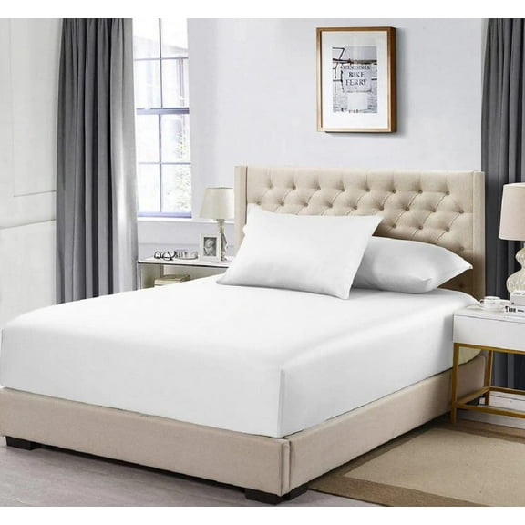 Sheetsntings Percale Fitted Sheet, Extra Deep Pocket (22 Inches) Queen Size Fitted Sheet Only, Solid White