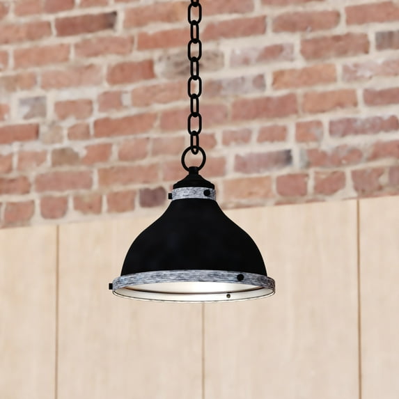 Sheffield 1L 10-in. W Dark Bronze and Gray Farmhouse Dome Pendant Light