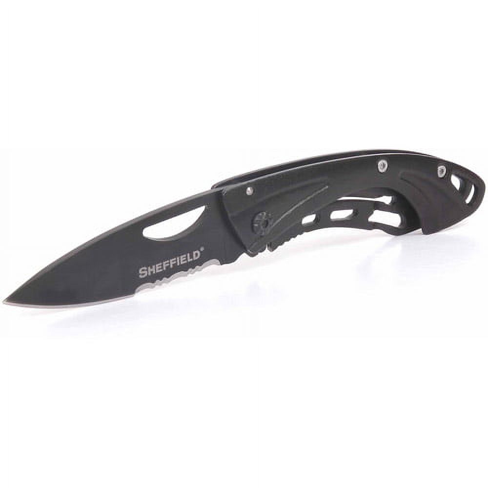 Sheffield 2.75" Black Serrated Folding Knife with Pocket Clip - image 1 of 3