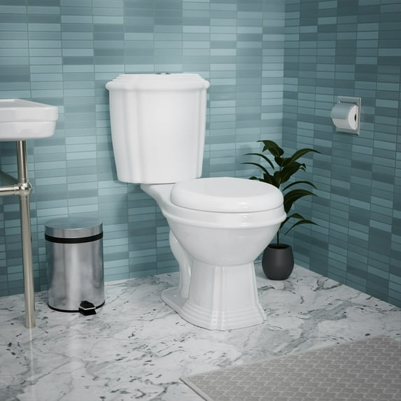 Sheffield 2 Piece Round Toilet White Ceramic 0.8/1.6 GPF Dual Flush Toilet w/Slow Close Seat Renovators Supply
