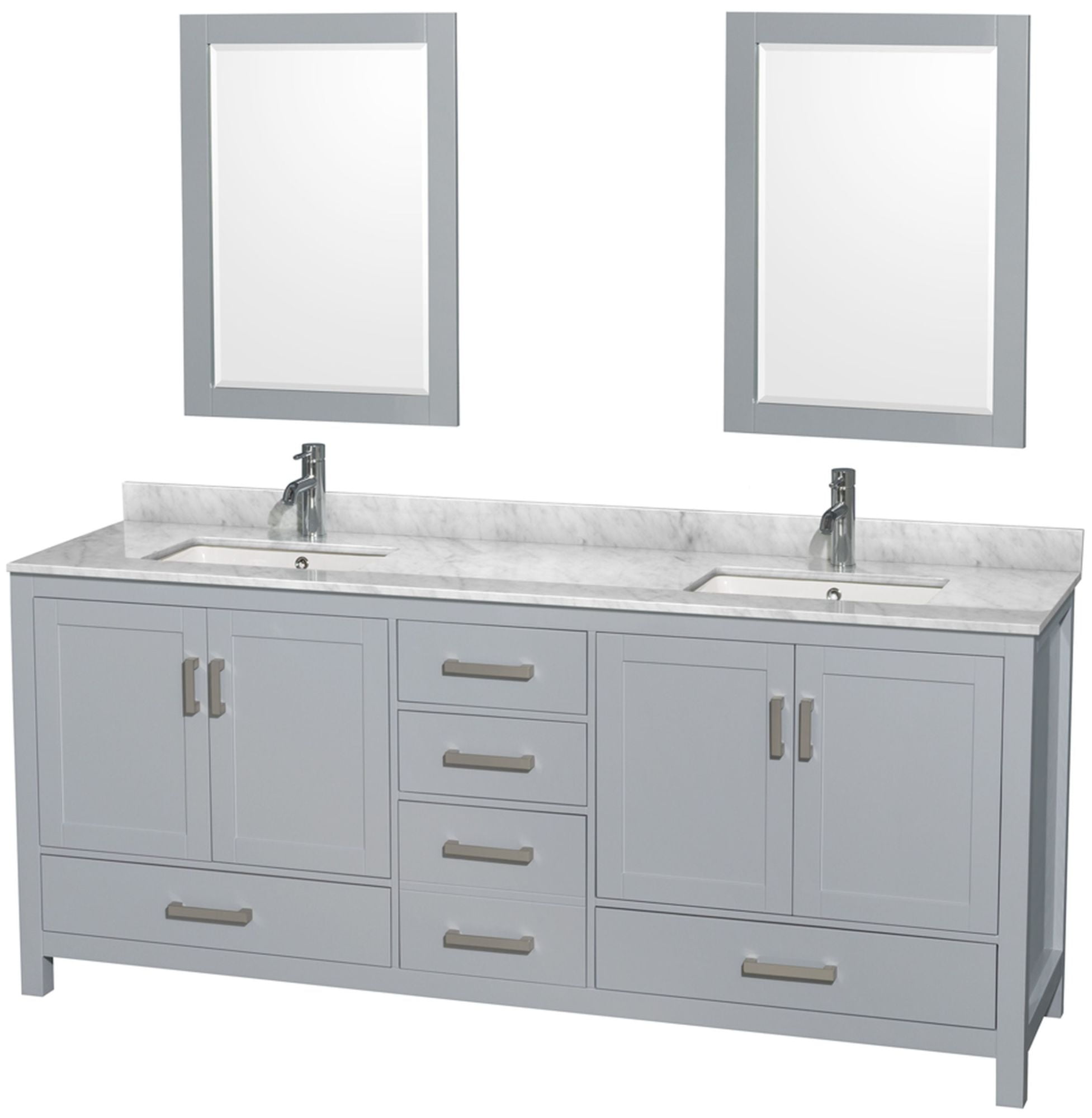 Sheffield 80 inch Double Bathroom Vanity in Gray White Carrera