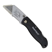 Sheffield Folding Lock Back Plastic Utility Knife, 6 inch, Black