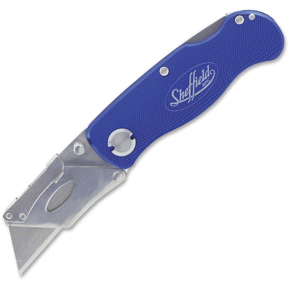 "Sheffield Folding Lockback Knife, 1 Utility Blade, Blue | Bundle of 5"