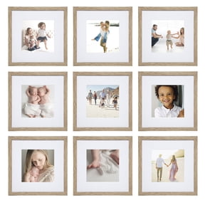 Sheffield Home 9 Piece Gallery Wall Frame Set, 12x12 in. Matted to 8x8 in. (Light Natural)