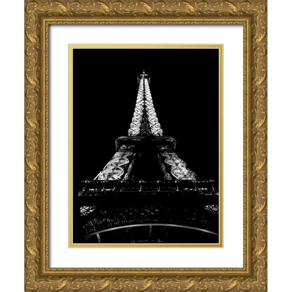 Sheffield, Jennings 19x24 Gold Ornate Wood Framed with Double Matting Museum Art Print Titled - Tour Eiffel la Nuit
