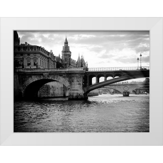Sheffield, Jennings 32x25 White Modern Wood Framed Museum Art Print Titled - Custom Le Pont at Notre Dame (RM)