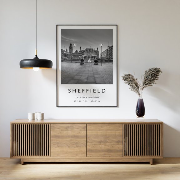 Sheffield Travel Black And White Yorkshire City Print, Unframed Paper Print
