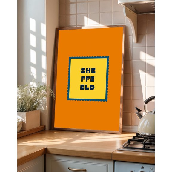 Sheffield Typography Colourful Retro Living Room Wall Art Print
