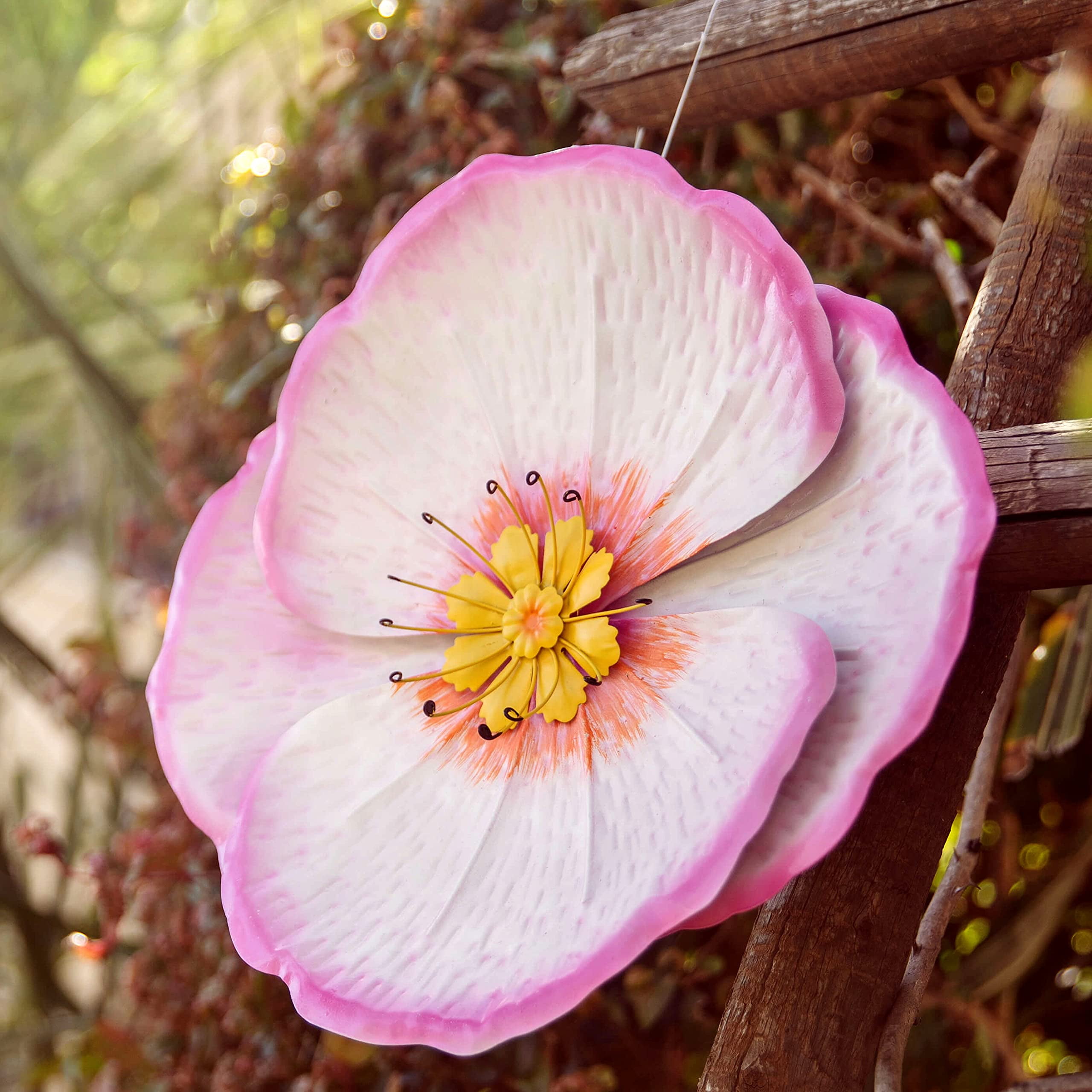 Shefio Pink Metal Flower Wall Decor Outdoor Metal Wall Art for Home/Garden/Office Floral