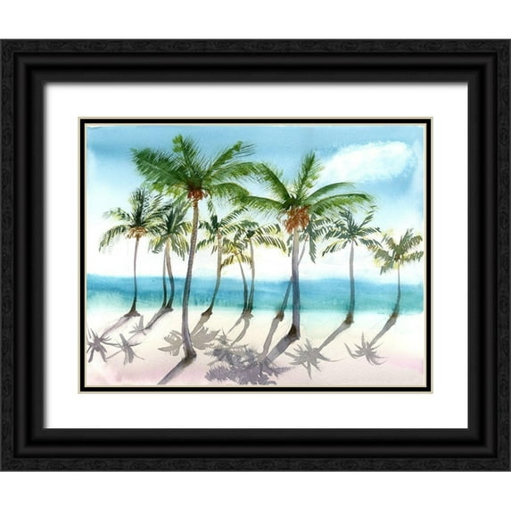 Shefranov, Olga 24x19 Black Ornate Wood Framed with Double Matting Museum Art Print Titled - Palm Trees