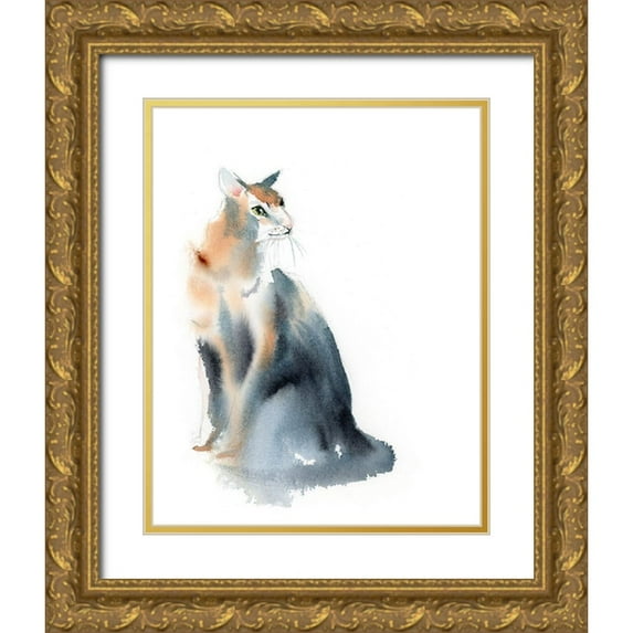 Shefranov, Olga 26x32 Gold Ornate Wood Framed with Double Matting Museum Art Print Titled - Ginger Cat III