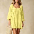 thumbnail image 1 of Sheghy Balloon Long Sleeve Round Neck Mini Dress Oversized Autumn Winter Everyday Wear Yellow XL, 1 of 6
