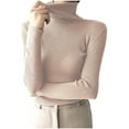 thumbnail image 1 of Sheghy Cardigan Sweaters for Women Dressy Turtleneck Knit Sweater Solid Long Sleeve Pullover Basic Warm Top Pink Free Size, 1 of 4
