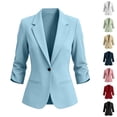 thumbnail image 1 of Sheghy Casual Blazer for Women, Solid 3/4 Sleeve Collared Shirt with Buttons & Pockets Khaki M, 1 of 5