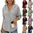 thumbnail image 1 of Sheghy Cute Hoodies 100% Cotton Women Casual Fashion Long-sleeved Solid Color Hooded V-Neck Top Wine L, 1 of 8