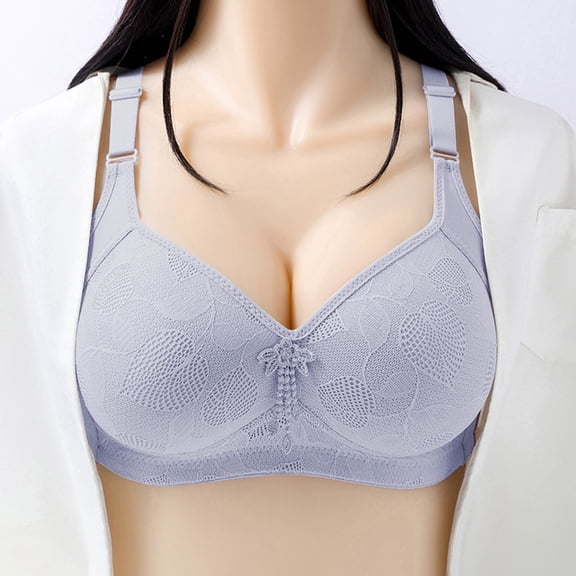 Sheghy Floral Back Hook Bra-Plus Size Wireless Comfort Everyday Bra/Ladies Sports Bras,Silver