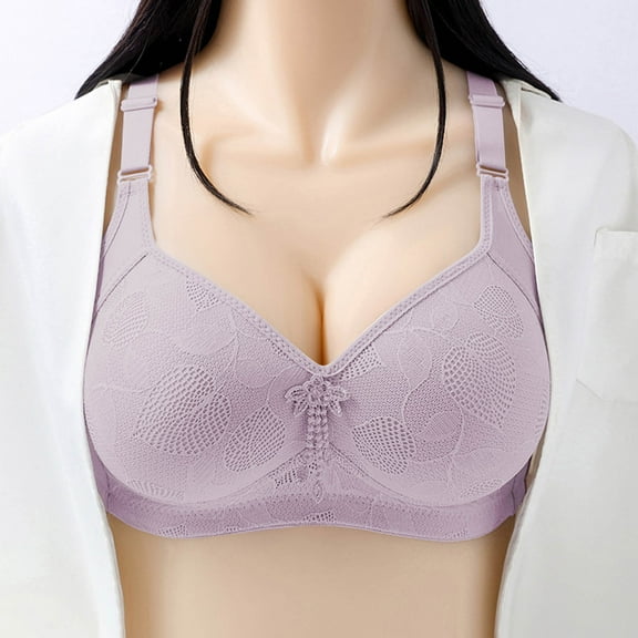 Sheghy Floral Back Hook Bra-Plus Size Wireless Comfort Everyday Bra/Women Bras Plus Size,Gray