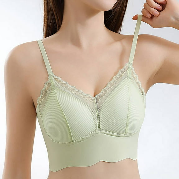 Sheghy French Lace Bralette-Wireless Seamless Backless Comfort Bra/Sport Bras Plus Size,Green