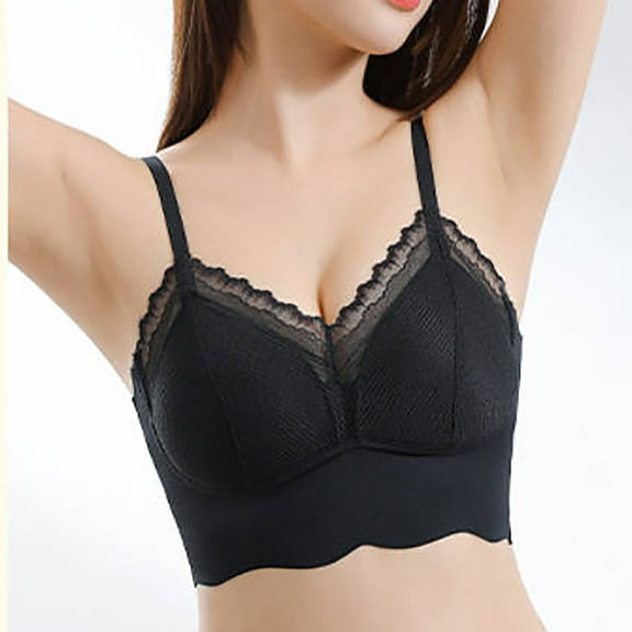 Sheghy French Lace Bralette-Wireless Seamless Backless Comfort Bra/Sport Bras Woman,Black