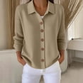 thumbnail image 1 of Sheghy Going Out Tops for Women 2026 Cool Season Hooded Button Up Knit Cardigan Solid Color Long Sleeve Outerwear Khaki M, 1 of 6