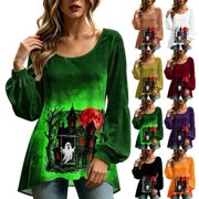 Sheghy Halloween Costumes for Women Dressy Tops for Women Crew Neck A-Line Button Front for Summer Army Green S