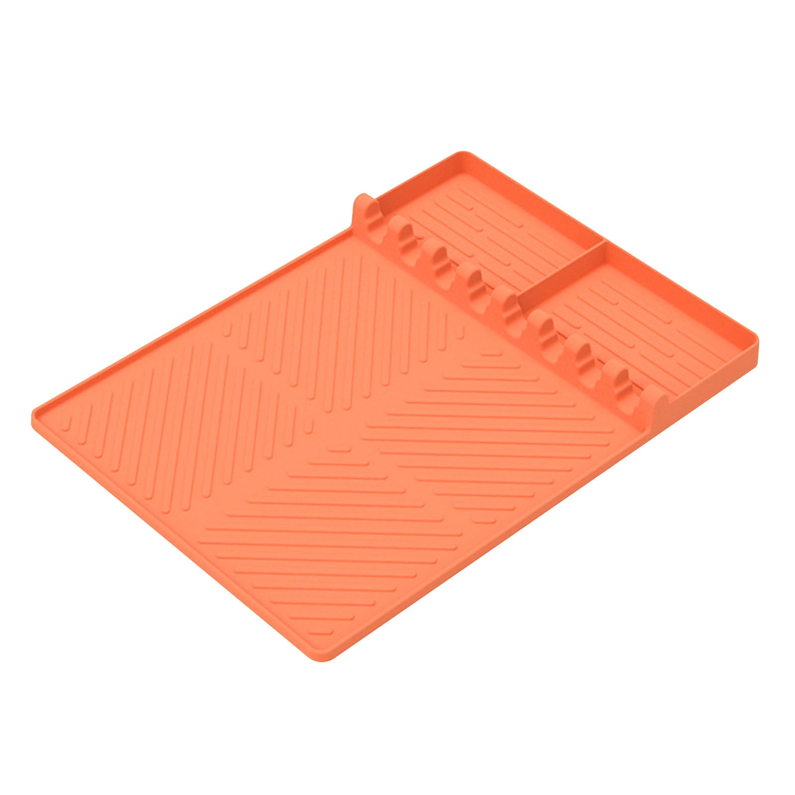 Silicone Griddle Mat For Blackstone & Outdoor Grills – FDA-Certified, Anti-Slip With Tool Slots & Drip Pad For Side Shelf (Orange)