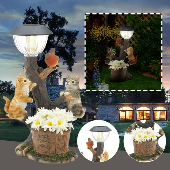 Sheghy Home Decor Living Room Cats And Bird Home Garden Decoration Light Animals Garden Solar Light Decoration.