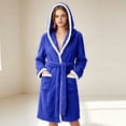 thumbnail image 1 of Sheghy Hooded Long Fleece Womens Robe Thick Absorbent Warm Loungewear Bathrobe, 1 of 7