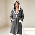 thumbnail image 1 of Sheghy Hooded Long Fleece Womens Robe Thick Absorbent Warm Loungewear Bathrobe, 1 of 7