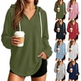 thumbnail image 1 of Sheghy Hoodies for Women Ladies Daily and Winter Long Sleeved V-neck Drawstring Knitted Loose Fitting Hooded Sweatshirt Hanging Sweatshirt Top Gray M, 1 of 8