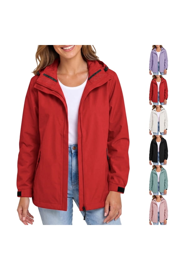 Jackets for Women 100%Cotton Women's Detachable Hooded Windproof and Waterproof Jacket