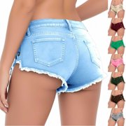 Sheghy Jeans Shorts for Women 100%Cotton Women Solid Button Zip Drawstring Tie Denim Casual Shorts Coffee M