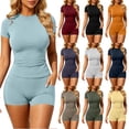 thumbnail image 1 of Sheghy Matching Set Plus Size Women Fashion Casual Solid Crew Neck Breathable Cool Sleeveless & Shorts 2 Piece Set, 1 of 5