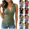 thumbnail image 1 of Sheghy Plus Size Tank Tops for Women 100%Cotton Ribbed Brushed Tank, V Neck Button Front Solid Sleeveless Pullover Gray M, 1 of 7