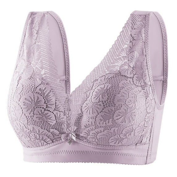 Sheghy Plus Size Wireless Bra-Front Closure Breathable Side Support/Clearance Bras under 5.00,Purple