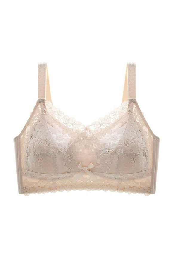 Plus Size Wireless Bra-Front Closure Side Support Comfort Bra/Sports Bras Clearance,Beige