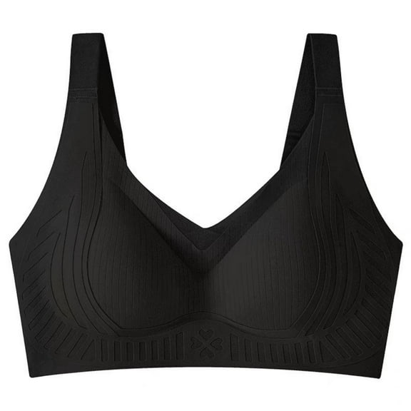 Sheghy Sport Bras for Women Clearance Women's Seamless Gather Wire-Free Bra,Black L
