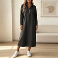 thumbnail image 1 of Sheghy Summer Dresses 2026 Autumn Winter Lapel Half Button Drop Shoulder Relaxed Fit Solid Shirt Dress Black S, 1 of 6