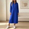 thumbnail image 1 of Sheghy Summer Dresses 2026 Autumn Winter Lapel Half Button Drop Shoulder Relaxed Fit Solid Shirt Dress Blue S, 1 of 6