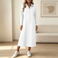 thumbnail image 1 of Sheghy Summer Dresses 2026 Autumn Winter Lapel Half Button Drop Shoulder Relaxed Fit Solid Shirt Dress White M, 1 of 6