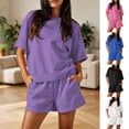 thumbnail image 1 of Sheghy Summer Sets for Women 100%Cotton Women Casual Resort 2 Piece Set Sleeveless Stand Collar Striped Half Button Top & Elastic Waist Shorts, 1 of 9