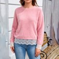 thumbnail image 1 of Sheghy Summer Tops for Women 2026 Cold Weather Everyday Crewneck Baggy Fit Solid Color Knitted Long Sleeve Sweater Top Pink L, 1 of 9