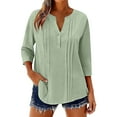thumbnail image 1 of Sheghy Summer Tops for Women Solid V Neck Button Loose T-Shirt Tunic Style Blouse Fall Outfits 2026 Green M, 1 of 6